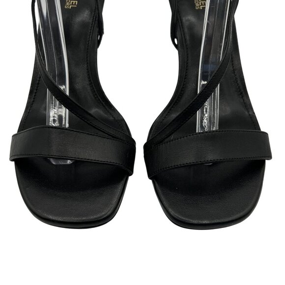 Michael Kors Tasha Womens 7 Black Leather Strappy Heeled Dressy Sandals Cocktail - Picture 8 of 11